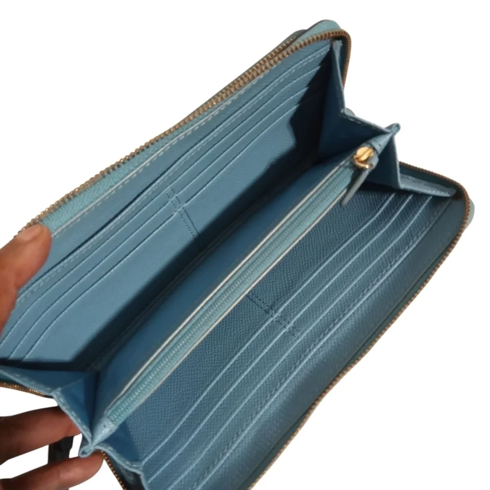 Blue Leather Wristlet Wallet